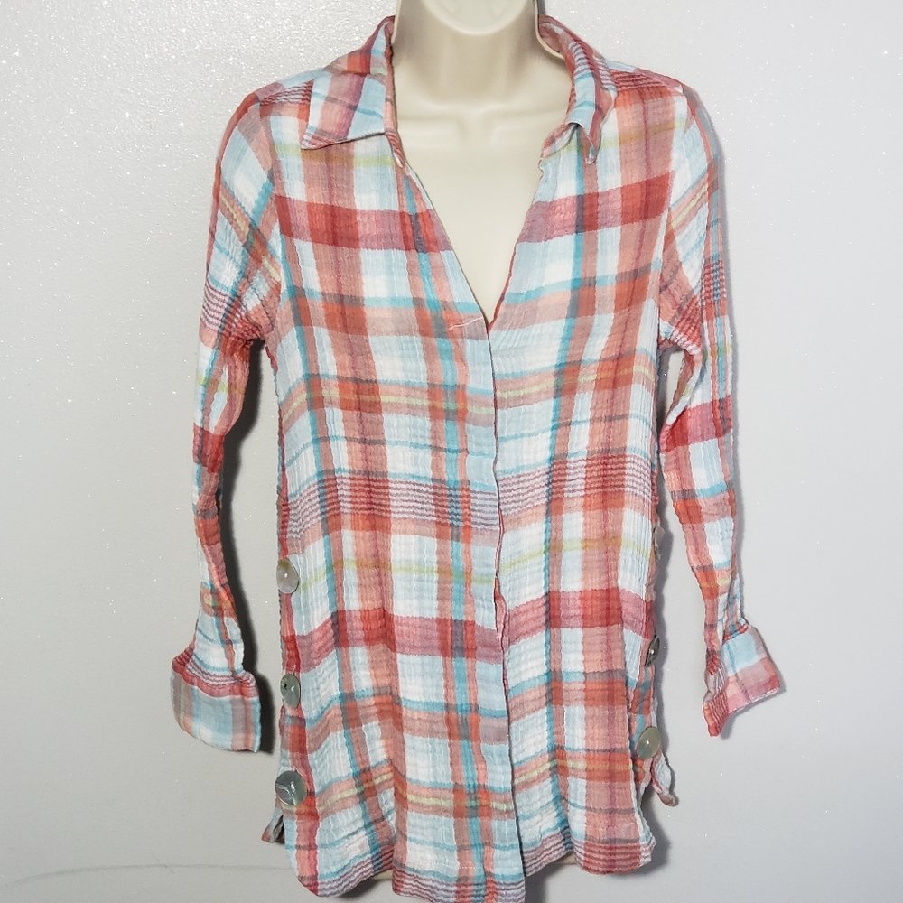 Soft Surroundings Womens Lani Shores Button Front
